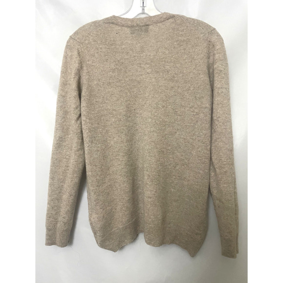 CHARTER CLUB Luxury 100% Cashmere Sweater Women's Size M Beige Tan V Neck - Picture 2 of 7